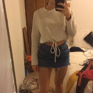 White drawstring sweater